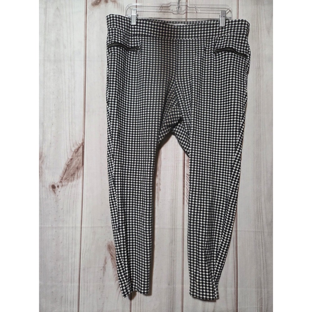 Old Navy Stevie‎ Houndstooth Pants Womens XL Black White Skinny Knit Trousers